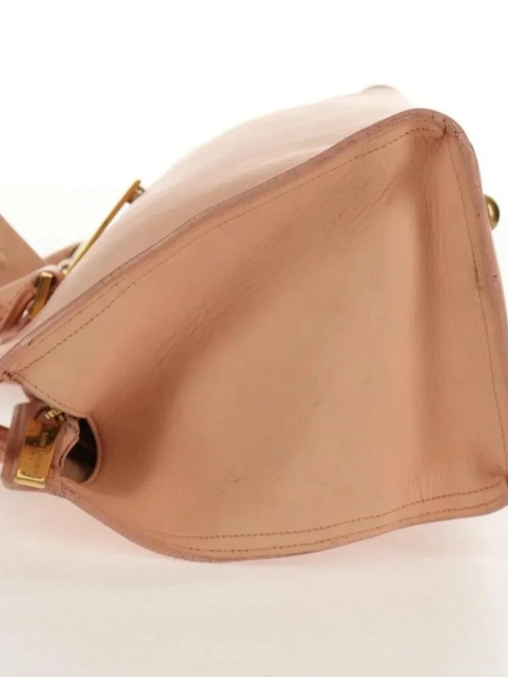 SAINT LAURENT Petit Kabas Hand Bag Leather 2way Pink Gold Auth - Picture 4 of 15